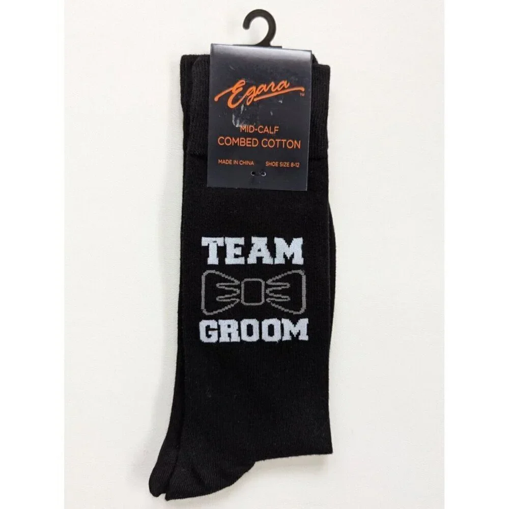Team Groom Novelty Wedding Black Socks Size 8-12